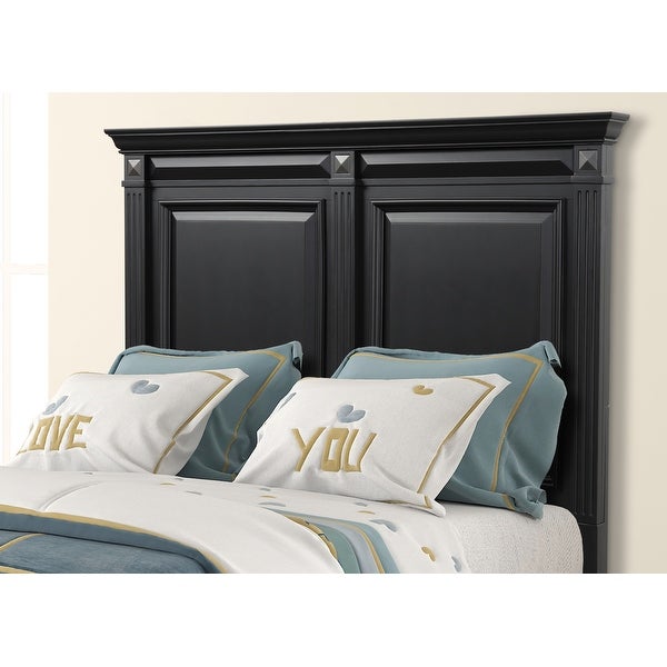 Roundhill Furniture Renova Vintage Black Wood Bedroom Set， Panel Bed， Dresser， Mirror， Two Nightstands - - 31525130