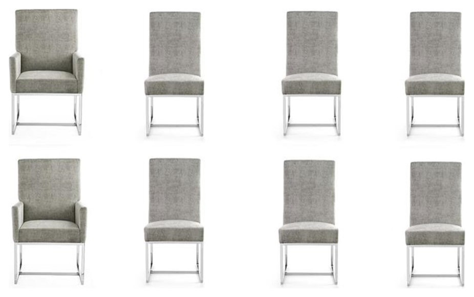 Manhattan Comfort Element 18.9 quotVelvet Dining Chair in Steel Gray (Set of 8)   Contemporary   Dining Chairs   by Homesquare  Houzz