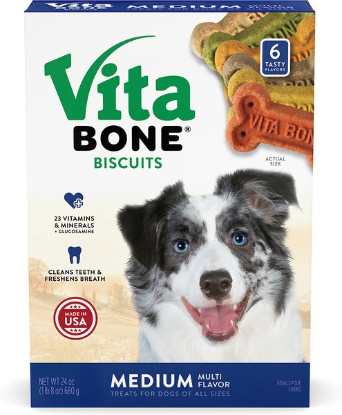 Vita Bone Multi Flavors Crunchy Biscuit Dog Treats， Medium