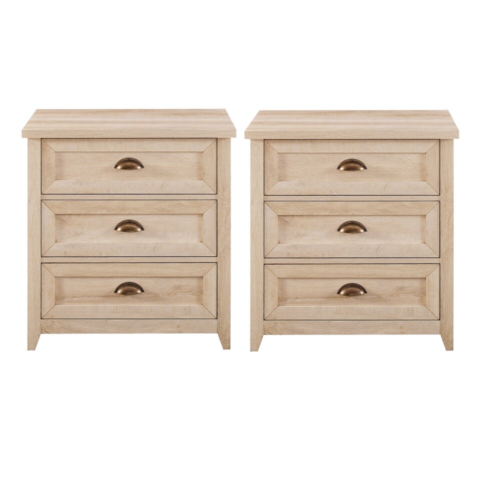 Middlebrook 3 Drawer Farmhouse Nightstands  Set of 2