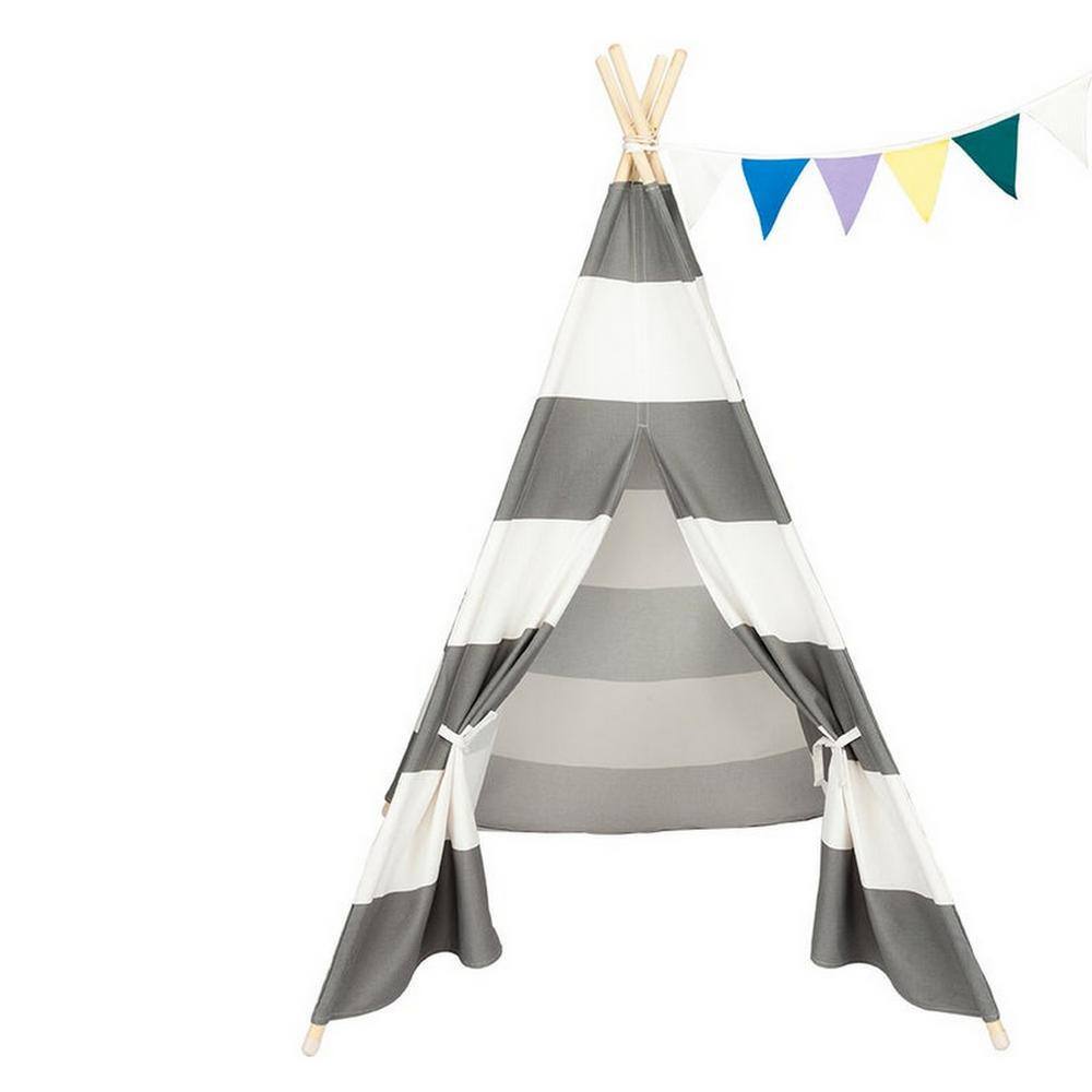 Ejoy 48 in. x 48 in. x 72 in. Natural Cotton Canvas Teepee Tent for Kids Indoor and Outdoor Playing (Set of 2-Piece) TeepeeTent_4PoleLargeGREY_2pc