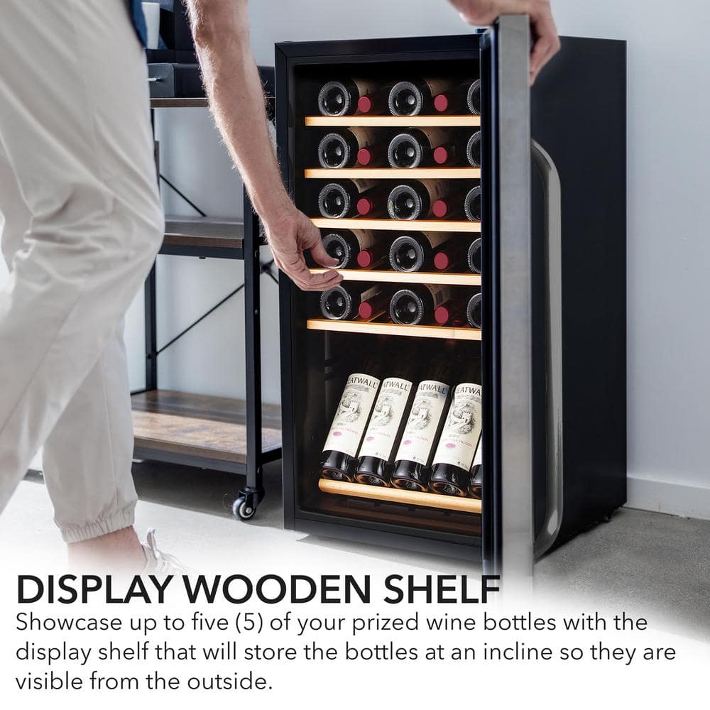 Whynter 34Bottle Freestanding Stainless Steel Wine Refrigerator with Display Shelf and Digital Control