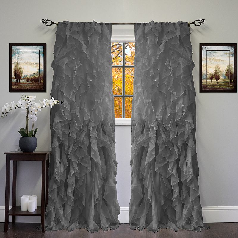 Sweet Home Collection Sheer Voile Vertical Ruffle Window Curtain