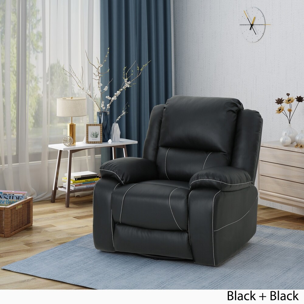 Malic Tufted Faux Leather Swivel Recliner by Christopher Knight Home