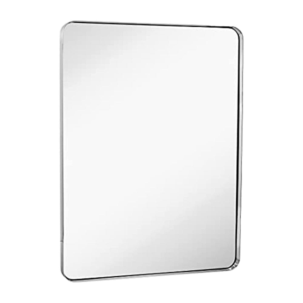 Contemporary Polished Metal Wall Mirror | Glass Panel Black Framed (30