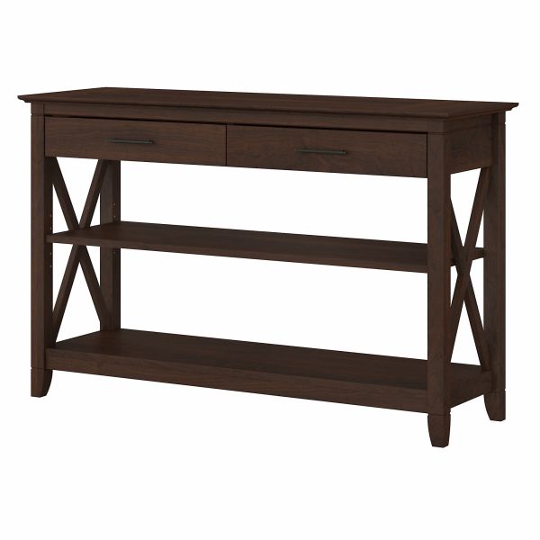 Bush Furniture Key West Console Table with Drawers and Shelves in Bing Cherry