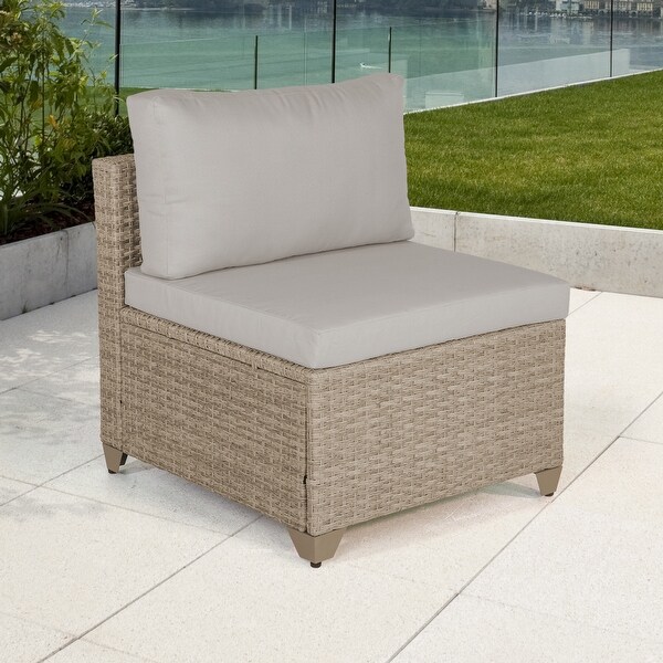 Maui Outdoor Armless Sofa in Natural Aged Wicker