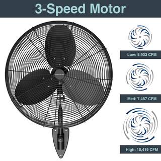 Hampton Bay 30 in. 3-Speed High Velocity Black Wall Mount Fan with 3 Blades 82030