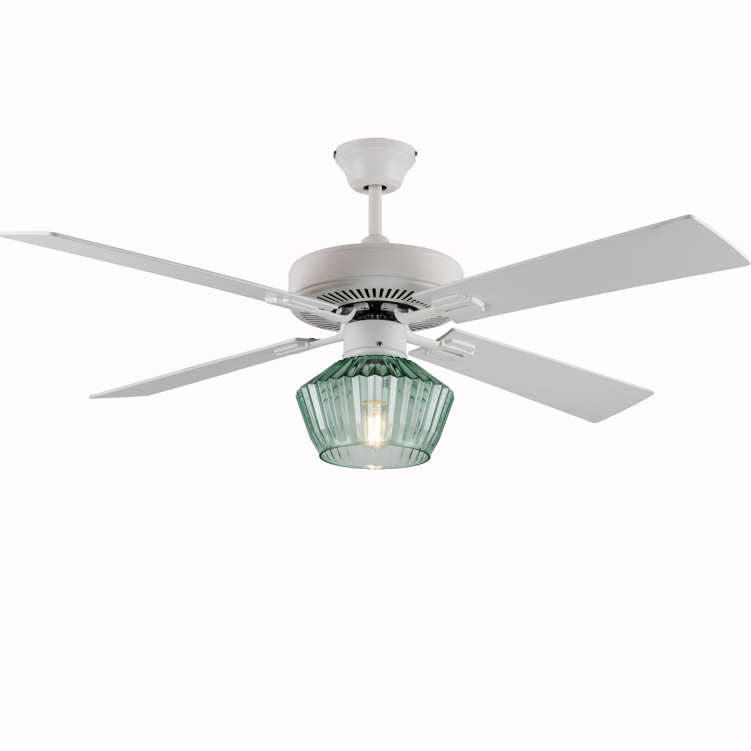 Eva River of Goods Remote Controlled Green Ribbed Sea Glass Shaded 1-Light 52-Inch Ceiling Fan Shopping - The Best Deals on Ceiling Fans | 40051327