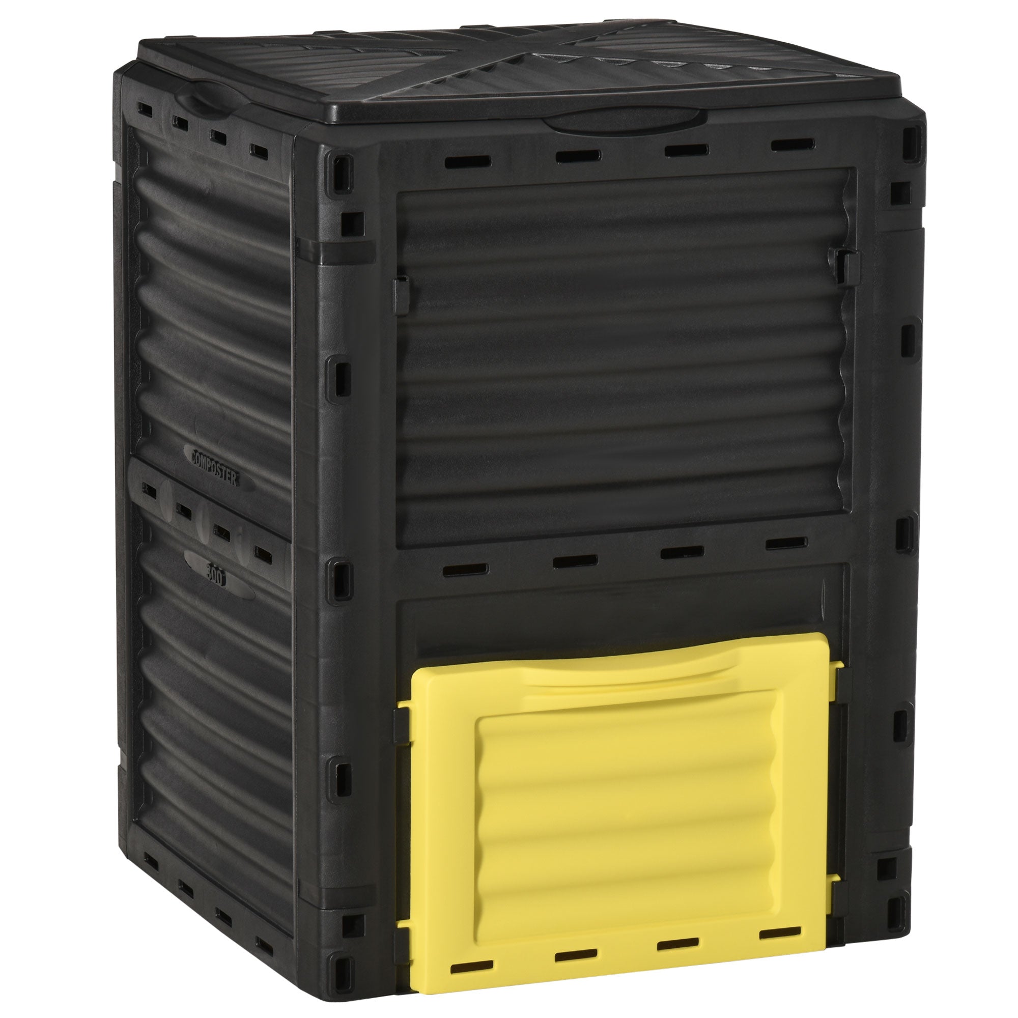 Garden Compost Bin, 80 Gallon Large Outdoor Compost Container with Easy Assembly, Black and Yellow