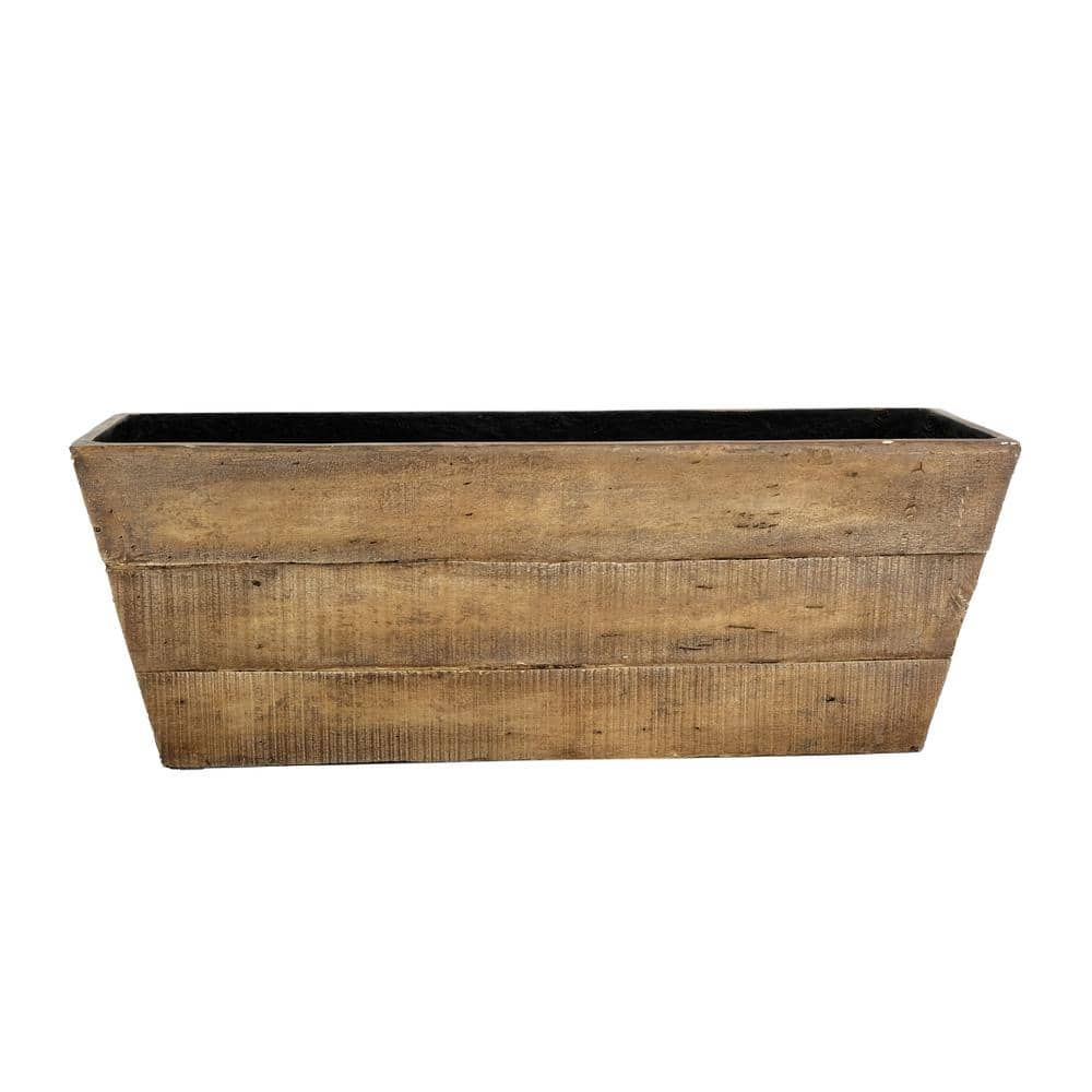 PRIVATE BRAND UNBRANDED 28 in. x 10.25 in. x 10 in. H Barnwood Composite Rectangular Floor Planters PC8838BN