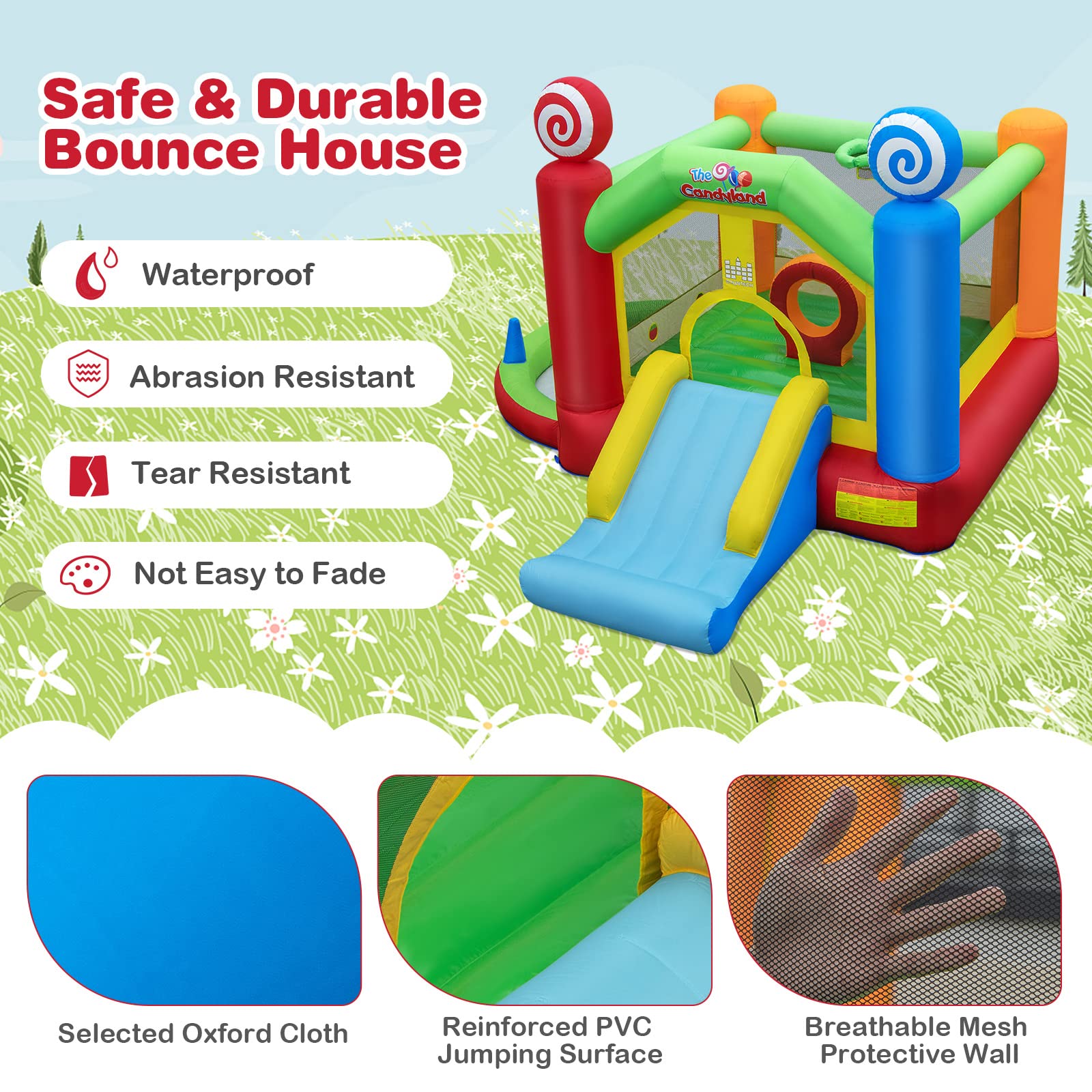 BOUNTECH Inflatable Bounce House, Bouncy House for Kids 5-12 Indoor Outdoor Fun