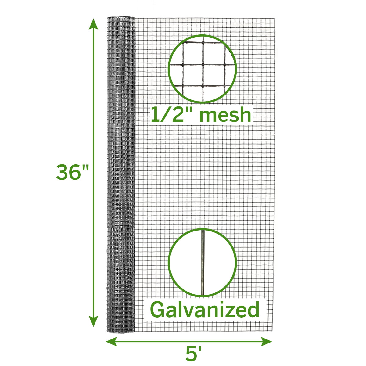 Garden Craft 36 in. H x 5 ft. L Gray Steel Hardware Cloth 1/2 in.