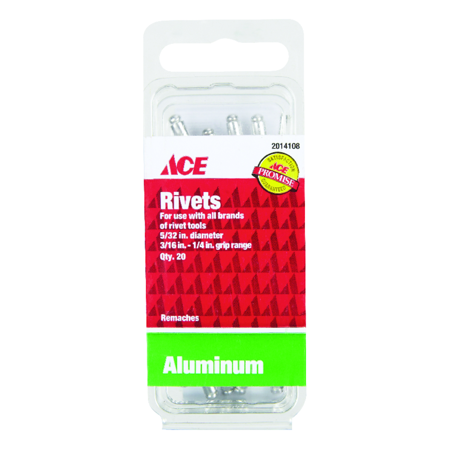 Ace 5/32 in. D X 1/4 in. Aluminum Rivets Silver 20 pk