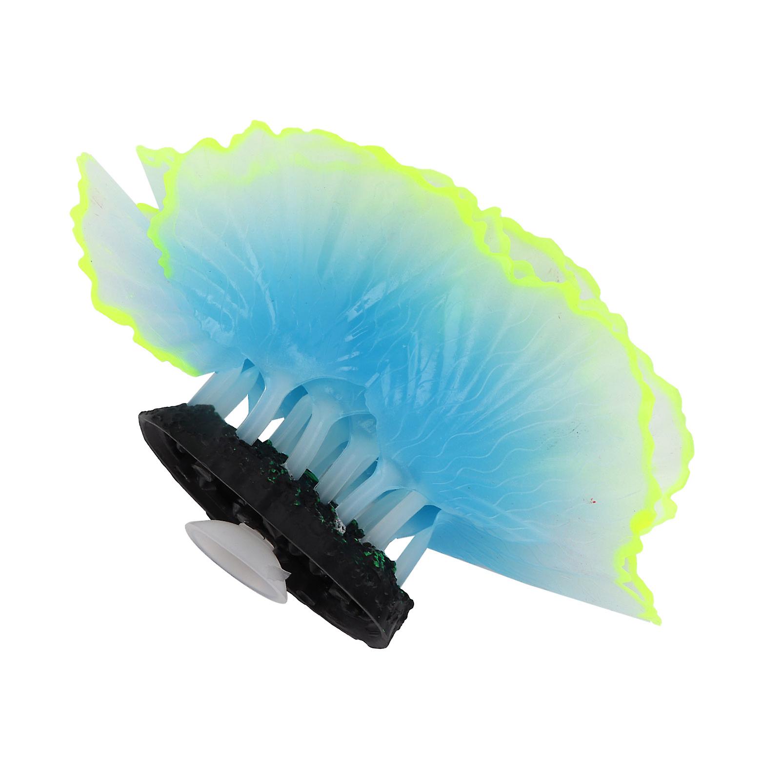 Fish Tank Fluorescent Lettuce Coral Decoration Simulation Marine Plants Aquarium Landscaping Decorationblue