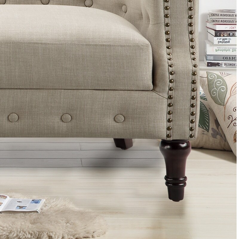 Rosevera Three Piece Living Room Tufted Sofa Set  Chesterfield