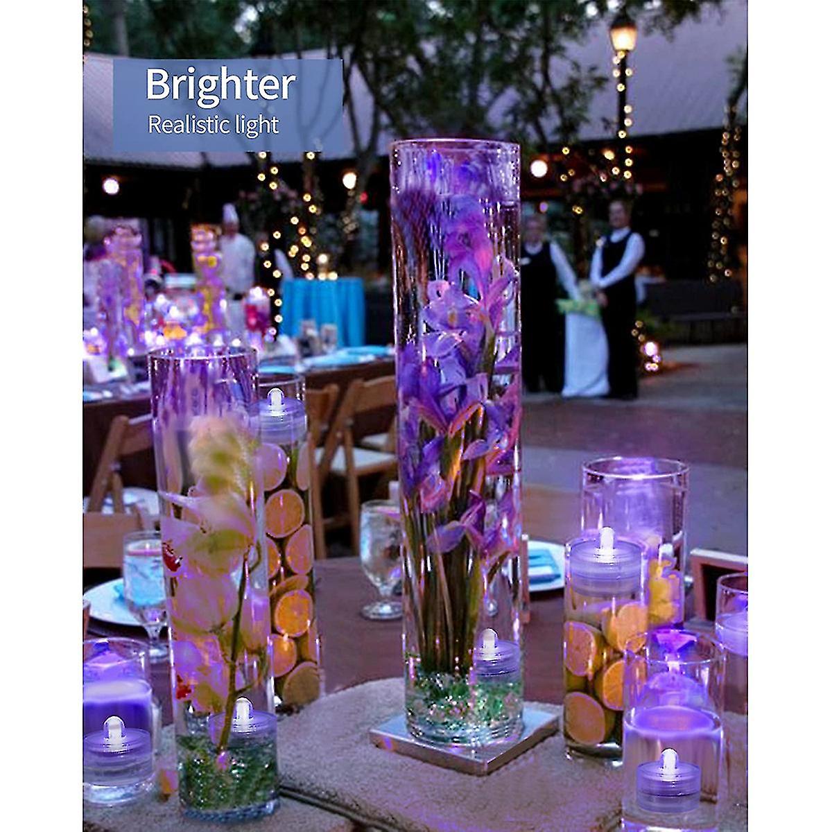 12pcs Submersible Led Light，purple Candle Tea Lights，battery Operated