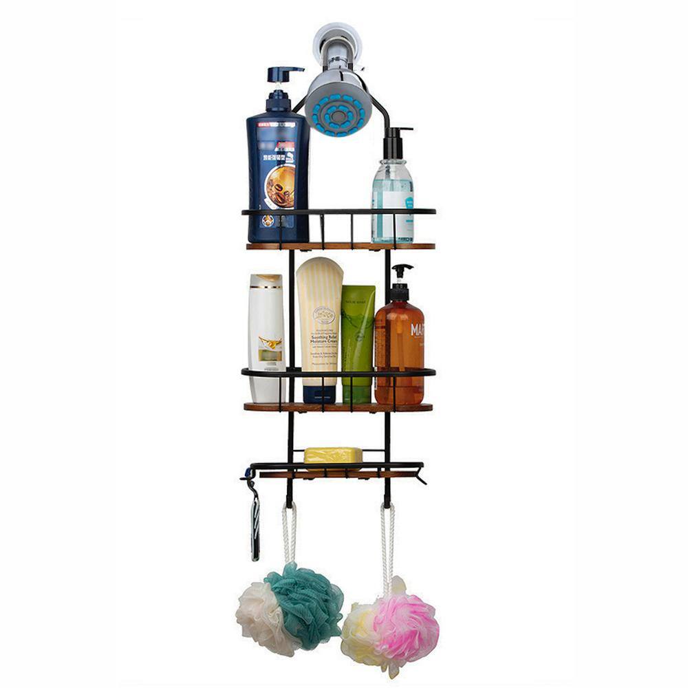 Utopia Alley Tia Rustproof Over the Shower Caddy 3 Teak Shelves SHC16