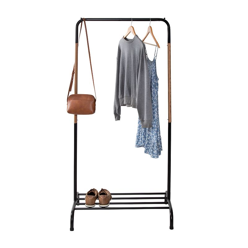 Honey-Can-Do Single Garment Rack with Shoe Shelf and Hanging Bar for Clothes