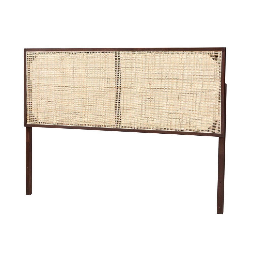 bali   pari Aurelia Modern Bohemian Bayur Wood and Natural Rattan Headboard