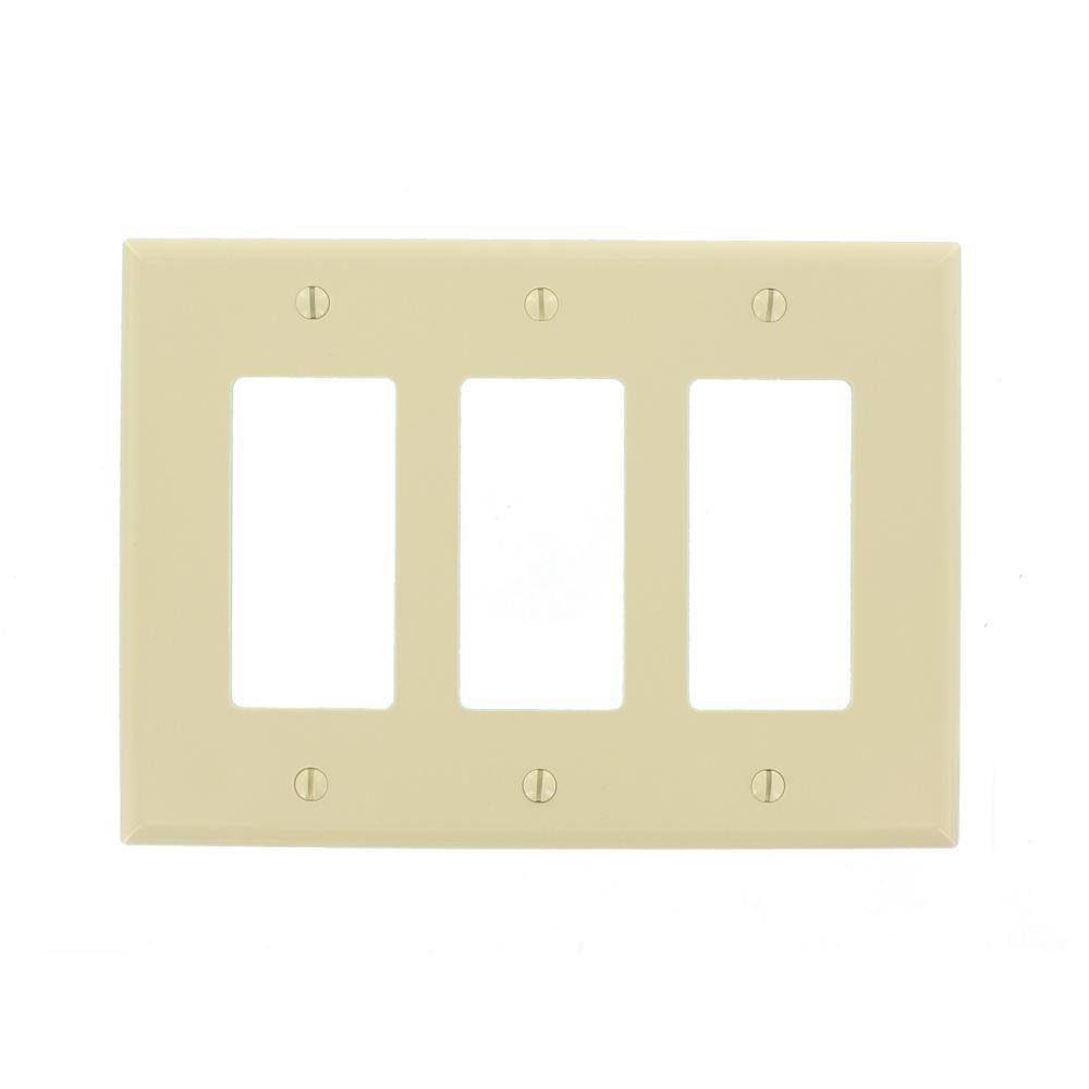 Leviton Decora 3-Gang Midway Nylon DecoratorRocker Wall Plate - Ivory R51-PJ263-00I