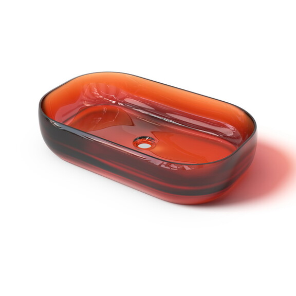 Transparent Red Solid surface basin W1240106950