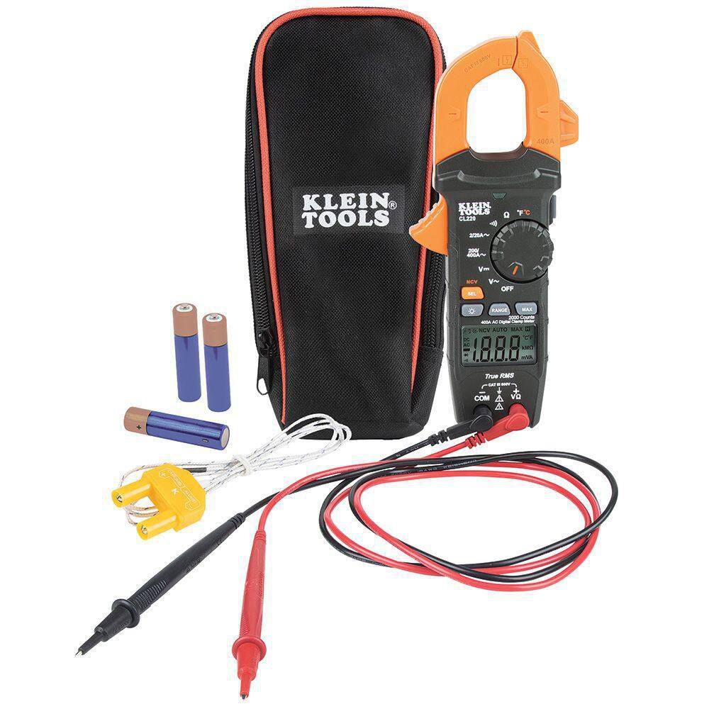 Klein Tools 400 Amp Digital Clamp Meter AC Auto-Ranging with Temp CL220