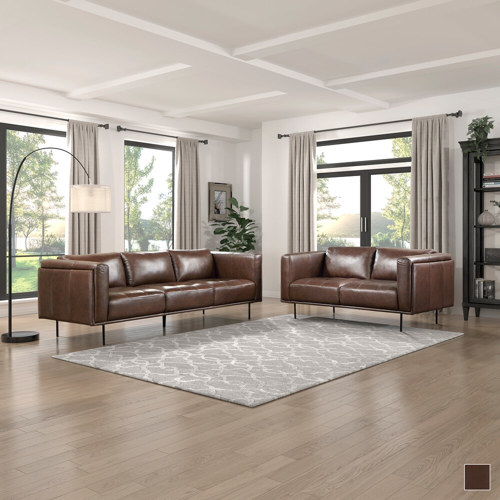 Nottawa 2 Piece Leather Living Room Sofa Set