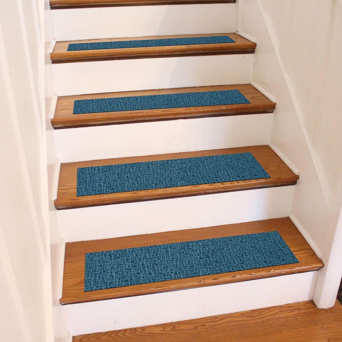 Bungalow Flooring FlorArt Hedgerow Bustle Navy Indoor Stair Treads， 4-pack