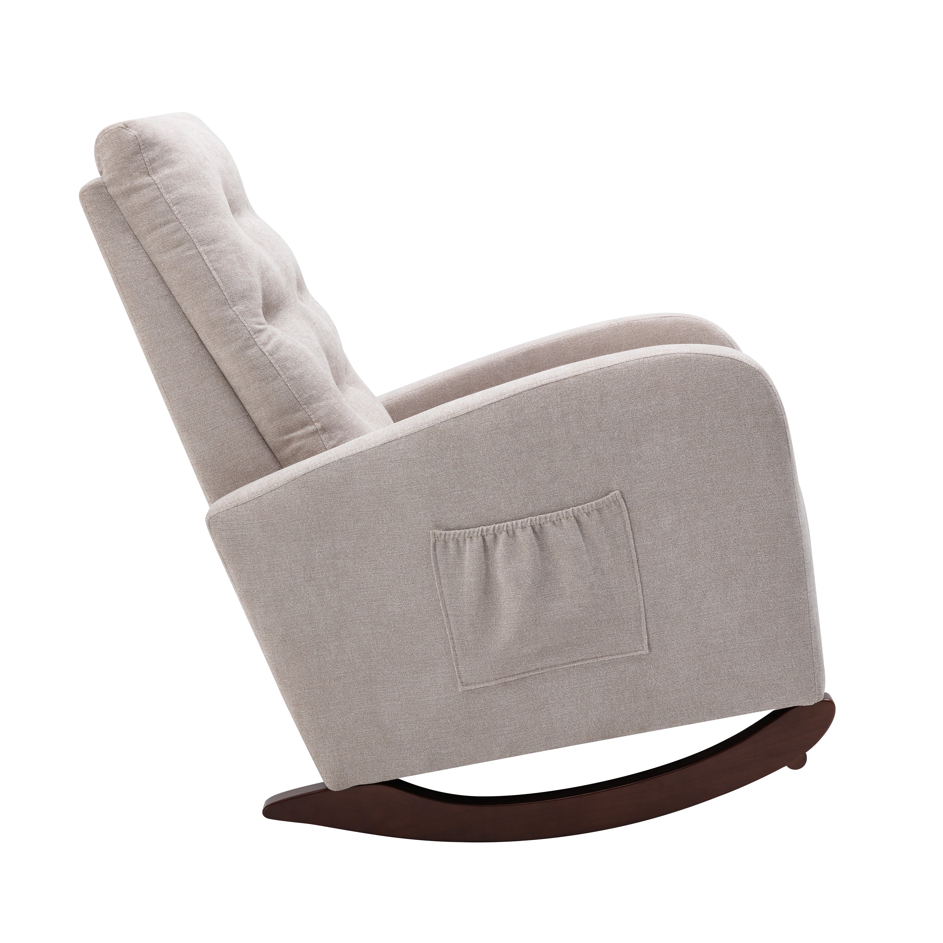 Rocking Chair with High Back, Fabric Padded Seat