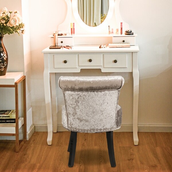 27.5 Tall Solid Wood Vanity Stool - 27.5 H X 19 W X 11.8 D