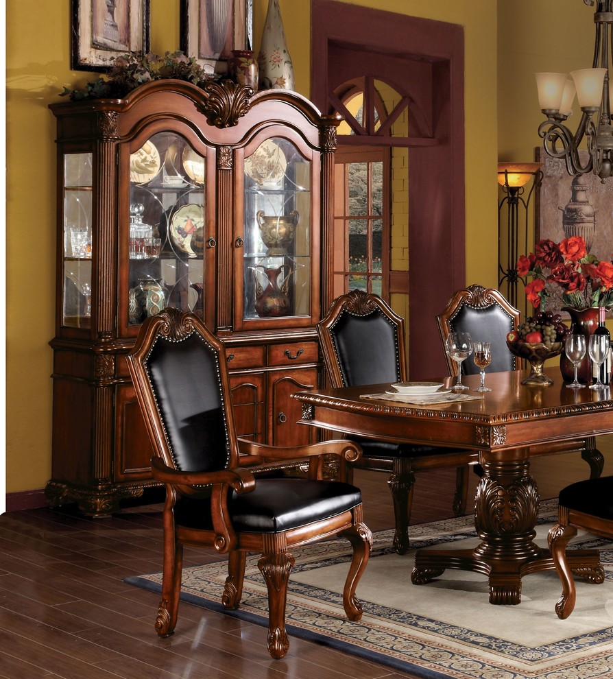 ACME Chateau De Ville Arm Chairs With Black PU  Set of 2  10039   Victorian   Dining Chairs   by Acme Furniture  Houzz