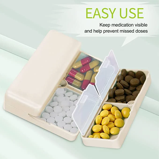 🔥 BIG SALE - 42% OFF🔥- Daily Pill Organizer, 7 Compartments Portable Pill Case Travel Pill Organizer,[Folding Design]Pill Box