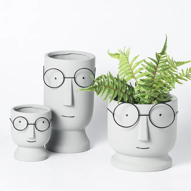 Fashion cute indoor green dill Flower ceramic cartoon vase simple personality dried flower pot