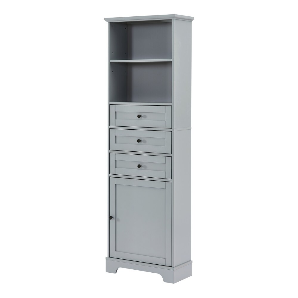 Grey Bathroom Floor Storage Cabinet Freestand Cupboards Towel Cabinet