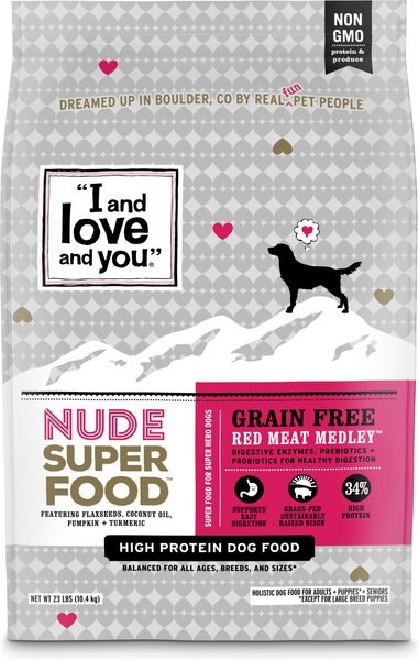 I and Love and You Nude Super Food Grain-Free Red Meat Medley Dry Dog Food