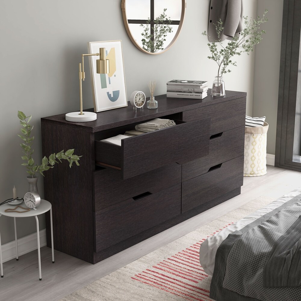 Marlone Contemporary 56 inch Wide 6 Drawer Double Dresser by Furniture of America