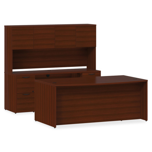 Lorell Prominence 2.0 Mahogany Laminate Double-Pedestal Desk - 5-Drawer (PD3672DPMY)