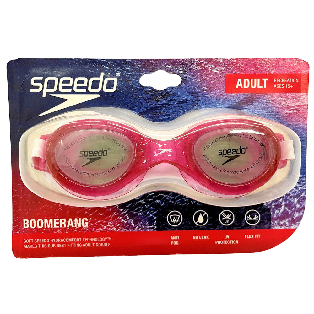 Speedo Adult Boomerang Goggles, Bright Pink