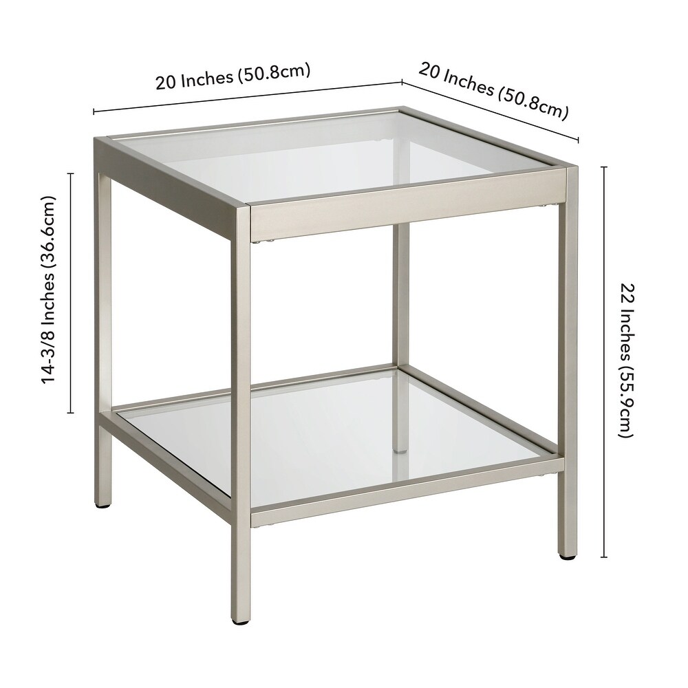 Alexis Modern Metal and Glass Square Side Table