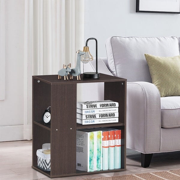 End Table Side Table Nightstand with 3 Tier Open Storage Shelves