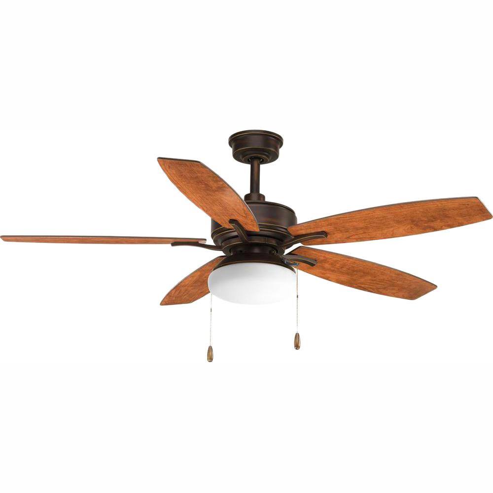 Progress Lighting Billows Collection 52 in. LED Indoor Antique Bronze Rustic Ceiling Fan with Light Kit P2552-20