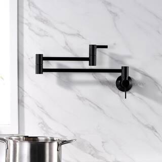 LUXIER Contemporary 2-Handle Wall-Mounted Pot Filler in Matte Black KTS17-TM-V