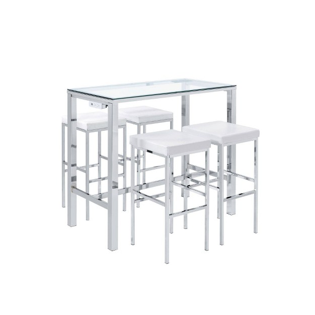 Gadgsetstore Multipurpose Bar Dining Table Set White chrome