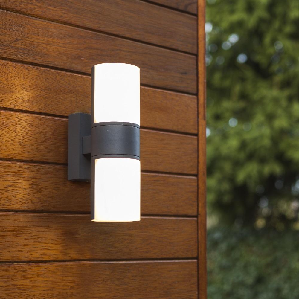 Lutec 5198101118 Cyra LED Anthracite Outdoor Modern Cylinder Rotational Up & Down Wall Light