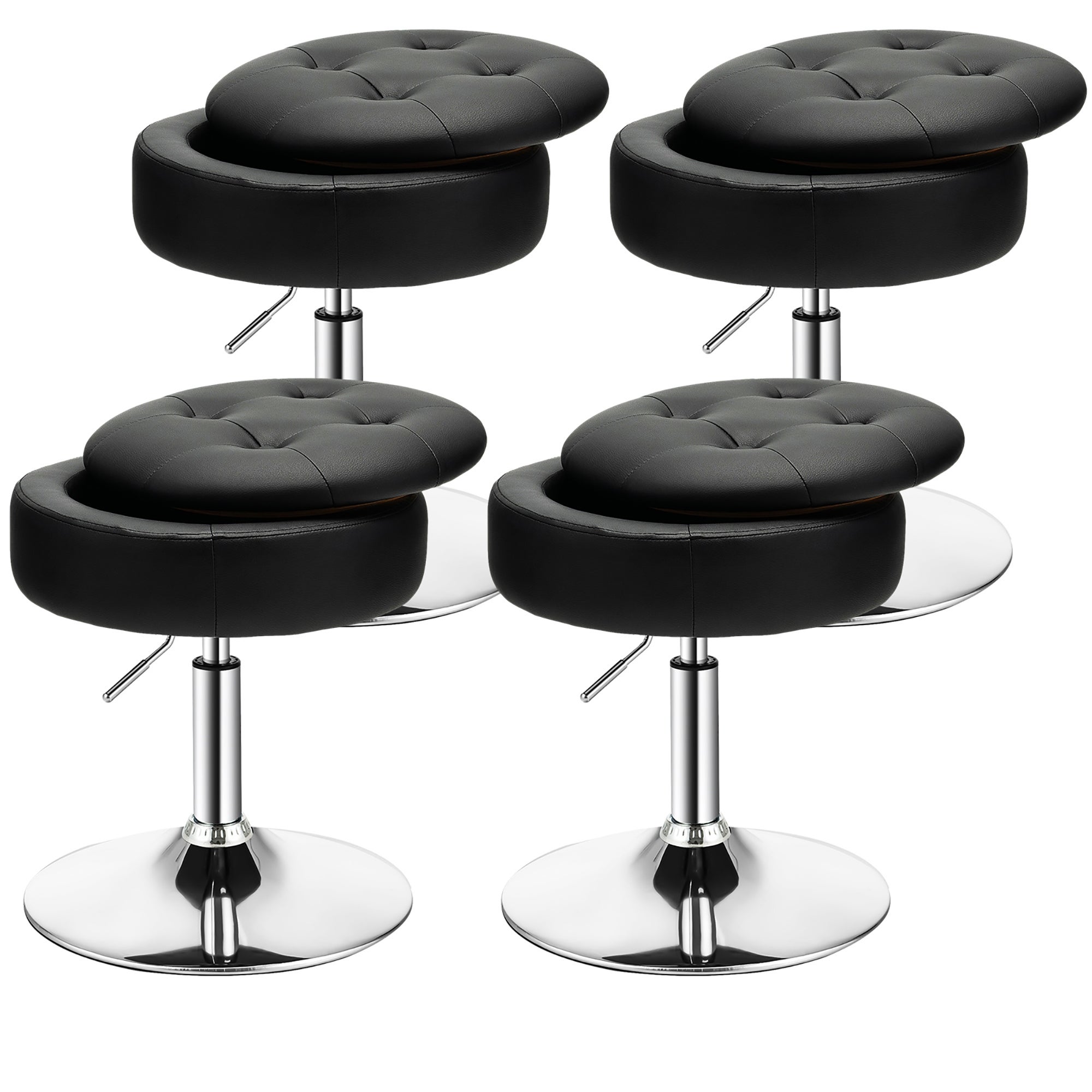 Costway Set of 4 Adjustable?Vanity Stool 360° Swivel Storage Makeup - See Details