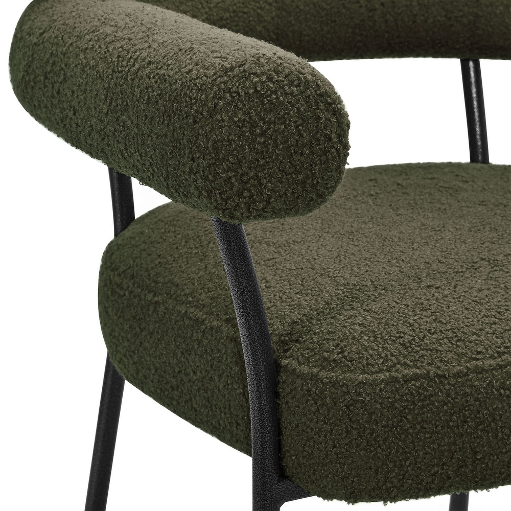 Moasis Plush Fabric Boucle Curved Back Dining Chair (Set of 2)