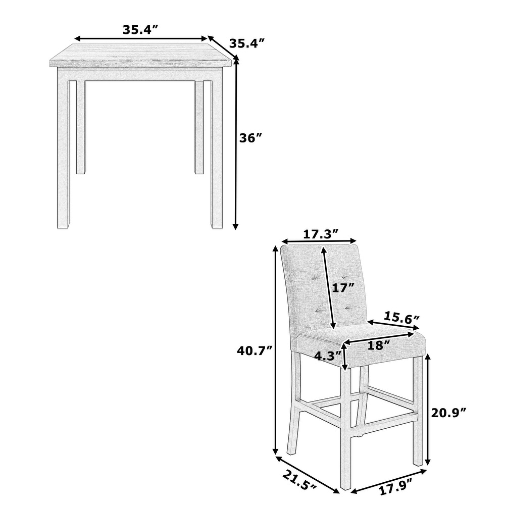 5 Piece Dining Table Set with 4 High Back Chairs