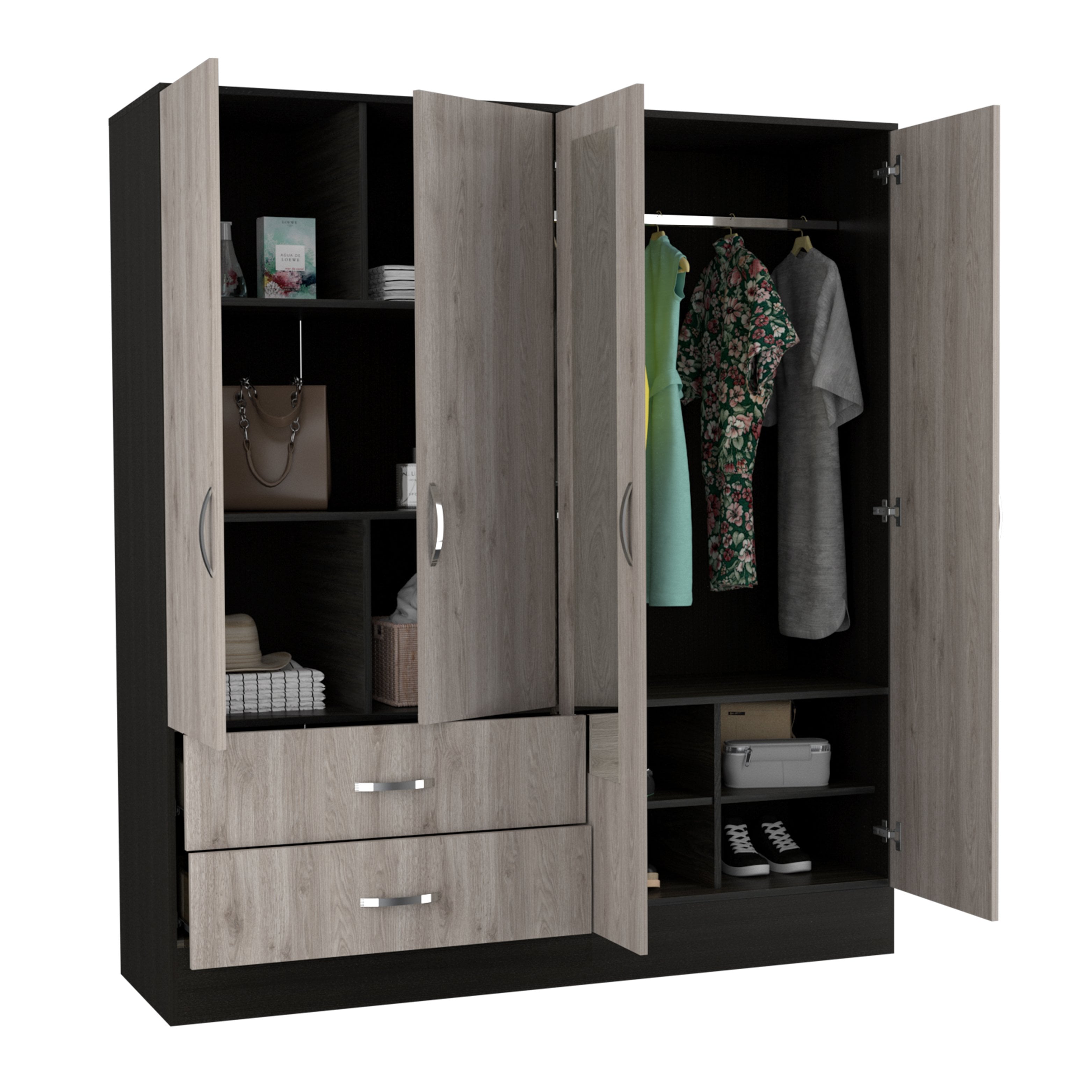 Depot E-Shop DE-CWZ5951 160 in. Gangi Armoire&#44; Black & Light Gray