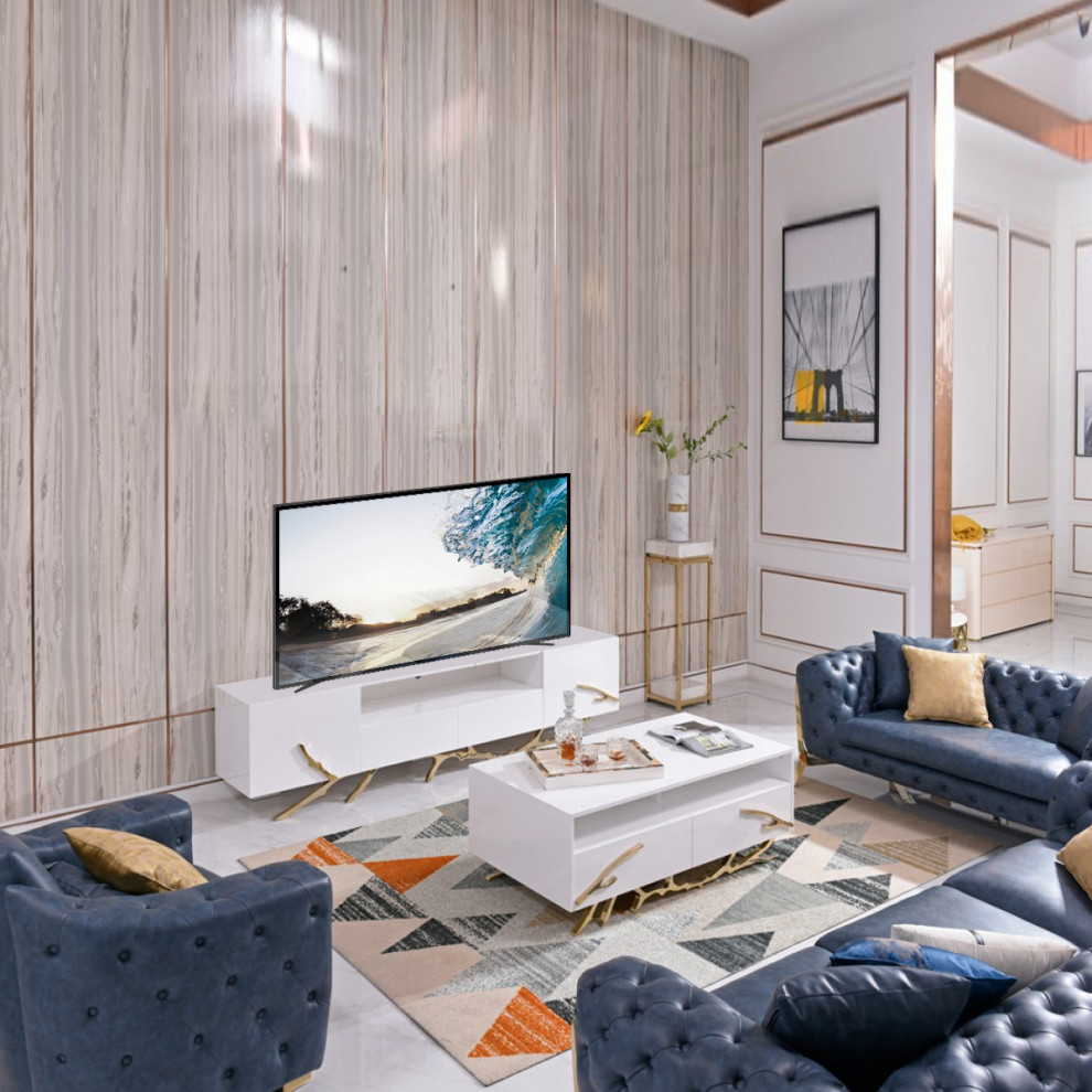 Branch TV Stand  79 quotMedia Cabinet Gold Modern Entertainment Center   Contemporary   Entertainment Centers And Tv Stands   by mod space furniture  Houzz